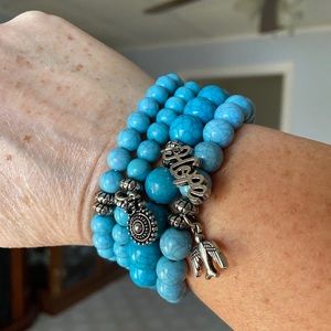 Fashion Stacked Stretch Turquoise Bracelet Set